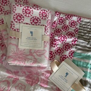 Pottery Barn Kids Pink Hibiscus Surf Patch Quilted Sham ~ Standard